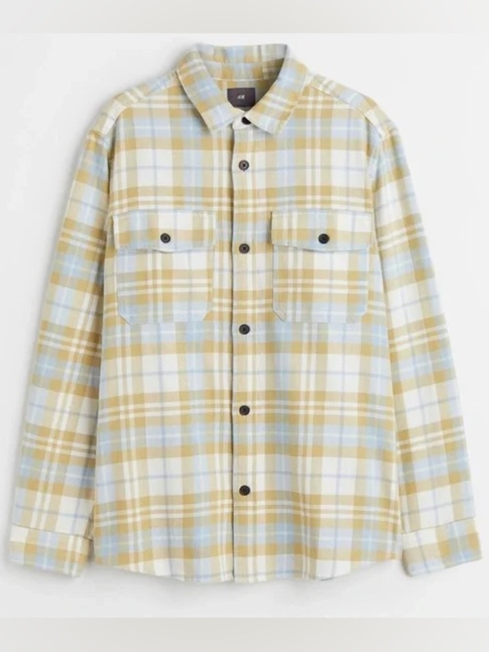 H&M Blue Green Plaid Button Up Long Sleeve Shirt- Size XXL